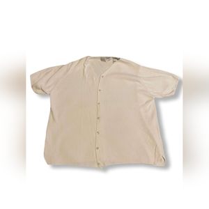 Valerie Stevens II Knit-Style Short-Sleeve Button-Up Sweater Blouse, Size 1X